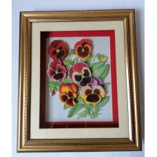  Original handmade painting from artificial flowers  in a plastic frame