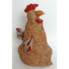 Handmade clay beautifully decorated hen saver