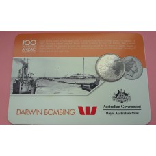 Australia commemorative 20 cent coin in ''DARWIN BOMBING''