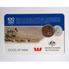 Australian commemorative 20 cent coin in ''DOGS AT WAR''