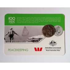 Australian commemorative 20 cent coin in ''PEACEKEEPING''