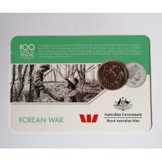 Australia commemorative 20 cent coin in ''KOREAN WAR''