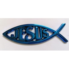 Blue car sticker JESUS